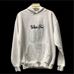 White Fox Unisex Hoodie White With Navy  Season 7 Size XS, Oversized